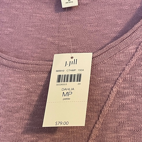 J. Jill Tops Pure Jill Linen Asymmetrical Hem Top Color Purple Size: MP - Picture 3 of 8